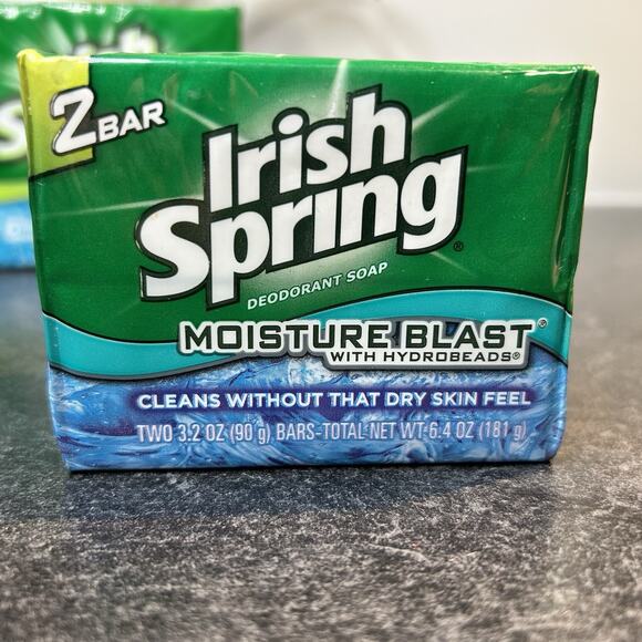 5 Bars IRISH SPRING Moisture Blast Hydro Bead Soap No Flaxseed‎ 3.2 & 4 oz - Picture 2 of 7